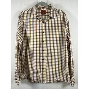 Red Ale by Alesbury Mens Large Plaid Button Down Shirt Yellow Blue Regular Fit